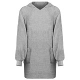 vidaXL Hanorac pătură KINN Gri L Bumbac 4100892