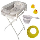 Cumpara ieftin Cadita pliabila gri cu suport metalic KidsCare, termometru, perna reductor, jucarii, protectie cap, cana pliabila for Your BabyKids
