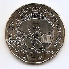 Mexic 20 Pesos 2019 - (Emiliano Zapata Salazar) 30 mm, KM-New UNC !!!