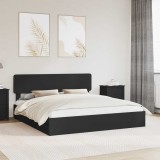 vidaXL Pat cu storage cu headboard Negru 200 x 200 cm Lemn compozit 3412242