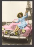 CPIB 25232 CARTE POSTALA - PARIS. CONCURS DE ELEGANTA CU AUTOMOBILUL. Miss AUTOMOBILE, TURNUL EIFFEL, NECIRCULATA