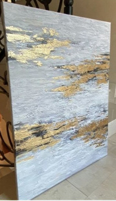 Tablou abstract auriu alb Picturi de vanzare Tablouri de vanzare 120x80cm foto