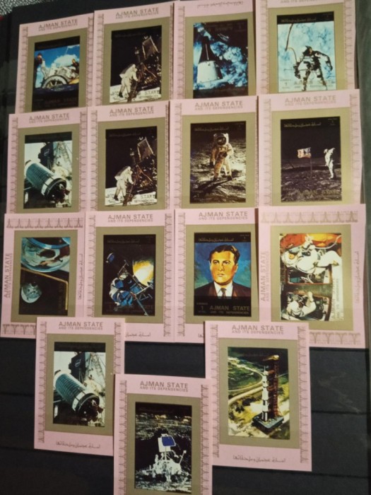 AJMAN, SPACE - 15 MINICOLIȚE MNH IMPERF.
