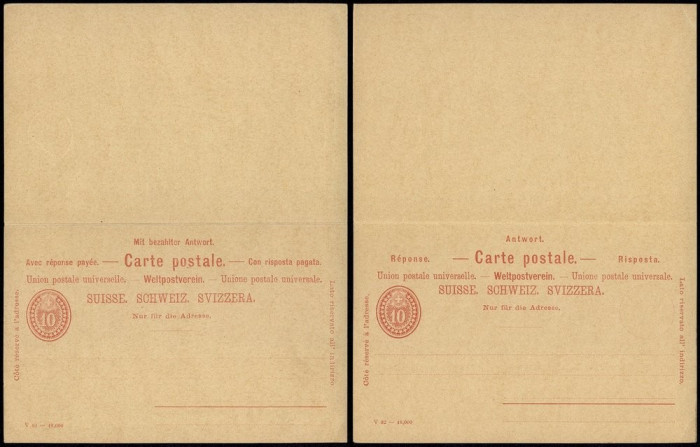 Switzerland - Postal History Rare Old Postal stationery + Reply UNUSED DB.117