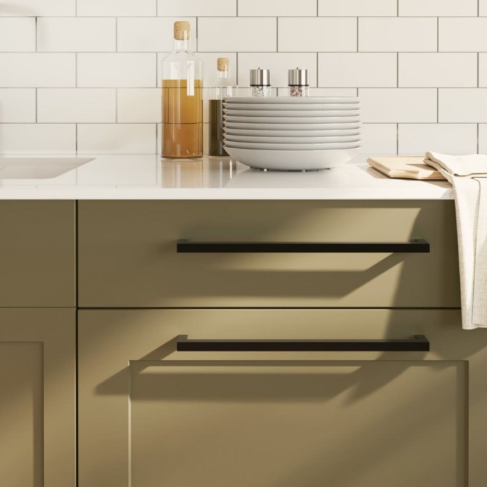vidaXL M&acirc;nere de dulap, 5 buc., negru, 320 mm, oțel inoxidabil 155402