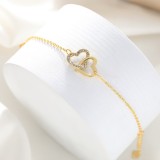 Cumpara ieftin Bratara din Argint 925 Placat cu Aur Galben , Model Entwined Hearts cu Zirconiu