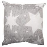 Fata perna Craciun Stelute poliester gri alb 45x45 cm
