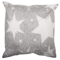 Fata perna Craciun Stelute poliester gri alb 45x45 cm