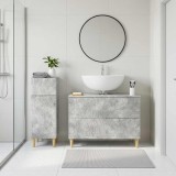 Cumpara ieftin Set de dulapuri pentru baie, 2 piese DELFT Gri Beton