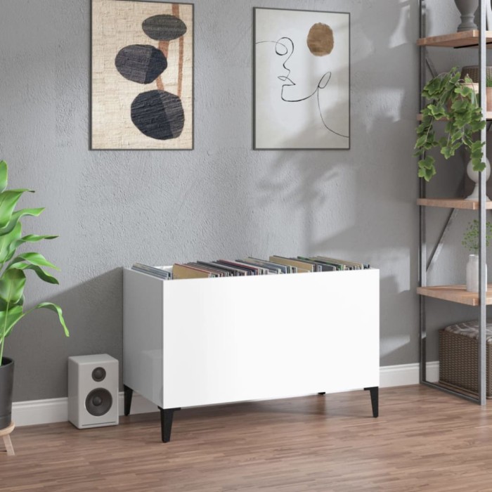Gossi dulap pt discuri, alb extralucios 74,5x38x48 cm lemn prelucrat
