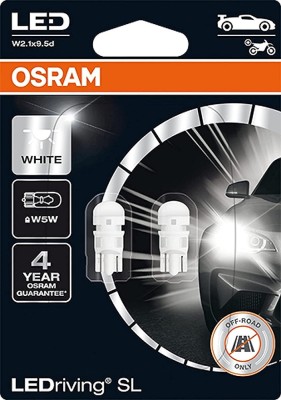 Set 2 becuri auxiliare LED W5W 12V Osram White Blister 6000K foto