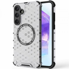 Husa MagSafe pentru Samsung Galaxy A55 5G A556, Techsuit, HoneyComb Shield, Alba