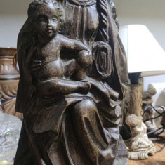 Sculptura lemn Maria și Pruncul