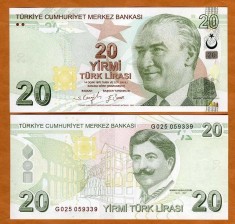 Turcia bancnota 20 lire 2009, UNC