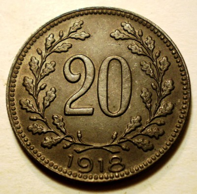 7.070 AUSTRIA WWI 20 HELLER 1918 XF foto