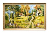 Cumpara ieftin Tablou inramat peisaj de toamna tarzie pictat manual, Oaza de liniste, 110x70cm ulei pe panza Constantin Feraru