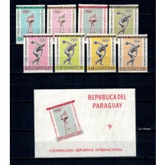 Paraguay 1962 - Sport, Jocuri Olimpice, serie ndt + colita ndt n