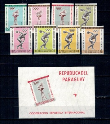 Paraguay 1962 - Sport, Jocuri Olimpice, serie ndt + colita ndt n foto