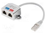 Splitter rețea LANBERG Cat 5e RJ45 2 socluri x1 mufă, 0,15m argintiu