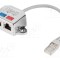 Splitter rețea LANBERG Cat 5e RJ45 2 socluri x1 mufă, 0,15m argintiu