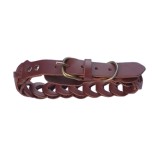 Zgarda maro impletita, din piele naturala, pentru caini 60X3 cm, Oem