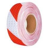 Banda reflectorizanta adeziva tip fagure - ROSU-ALB (rola 4cm x 23m), AVEX