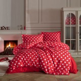 Cumpara ieftin Lenjerie pat dublu,bumbac ranforce,4 piese,rosie cu inimioare,AmorV1-A1326