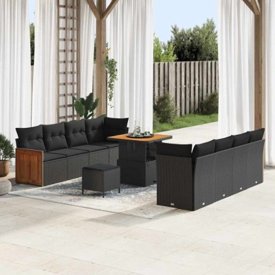 vidaXL Set de canapele pentru grădină 11 pcs Negru 80 x 80 x 71 cm 3365224 foto