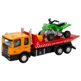 Set camion transportator cu ATV, Maxx Wheels, Galben, 16 cm