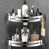 Cumpara ieftin Raft de dus pentru colt, RCQD, 2 piese, autoadeziv, inox, fara gaurire, cu 4 carlige, argintiu