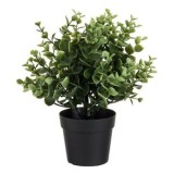 Ghiveci Decorativi din Plastic Negru cu Planta Artificială Buxus, CMCLASS