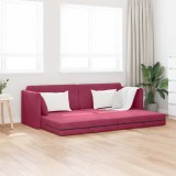Sofa pat pentru podea 2 &icirc;n 1 Roșu vin 213x144x60 cm Catifea