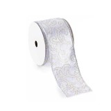 Rola panglica Craciun catifea alba aurie mm 63 x 10 m