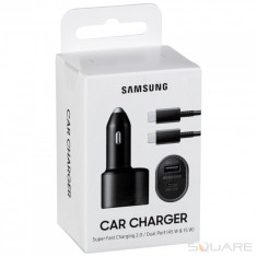 Incarcatoare Samsung Car Quick Charger Dual, USB 15W & Type-C 45W, Black