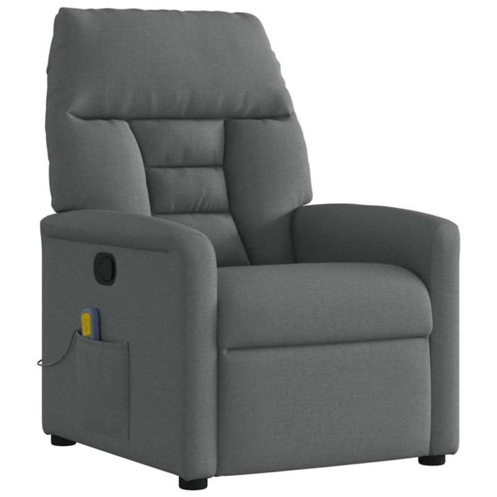 vidaXL Fotoliu reclinabil cu masaj, gri &icirc;nchis, material textil 4015553