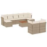 Cumpara ieftin Set canapele de gradina cu perne, 10 piese, bej, poliratan