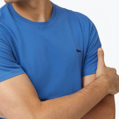 Tricou barbati Narrow fit din bumbac cu logo albastru M, Albastru, M INTL, M (Z200: SIZE (3XSL -->5XL))