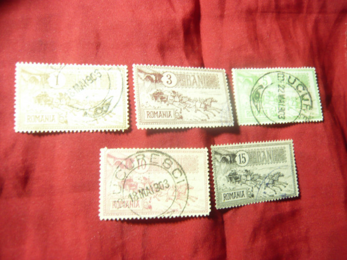 Serie mica Romania 1903 Caisorii , 5 valori stampilat