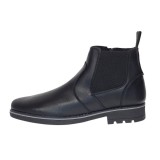 Ghete barbati din piele naturala imblanite cu fermoar Negru GB4101N