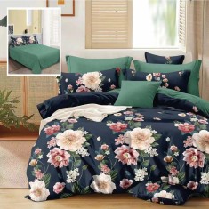 Lenjerie pat dublu,bumbac finet,6 piese,cearceaf normal 220x240cm, cearceaf pilota 200x220cm, 2 fete de perna 50x70, 2 fete de perna 70x70-M227