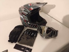 Casca moto/enduro/atv +Ochelari+Manusi+Cagula