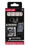 Set 4 markere cu creta lichida - Chalk - Alb | Uni