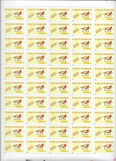 Romania 2002 - Servicii postale II uzuale, serie in coli de 50 ,MNH, LP 1594