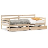 Cumpara ieftin Pat de zi cu sertare, alb, 80x200 cm, lemn masiv pin