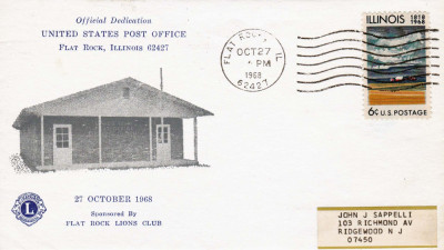 Plic LIONS CLUB,Flat Rock, Illinois, America, 27 Octombrie 1968 foto