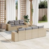 vidaXL Set canapele de grădină, 8 piese, cu perne, bej, poliratan