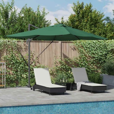 vidaXL Umbrela Roma Cantilever cu LED-uri, verde, 352 x 251 x 265 cm, din aluminiu foto