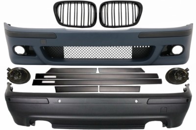 Kit Exterior BMW Seria 5 E39 (1997-2003) Cu Proiectoare Fumurii si Grile Negru Lucioase +Bandouri Laterale M5 Design Performance AutoTuning foto