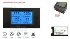 Voltmetru Ampermetru Wat metru contor electronic 80 - 260V 20A foto