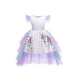 Costum Unicorn KidMania&reg; cu trena detasabila pentru fete 8-10 ani 140 cm